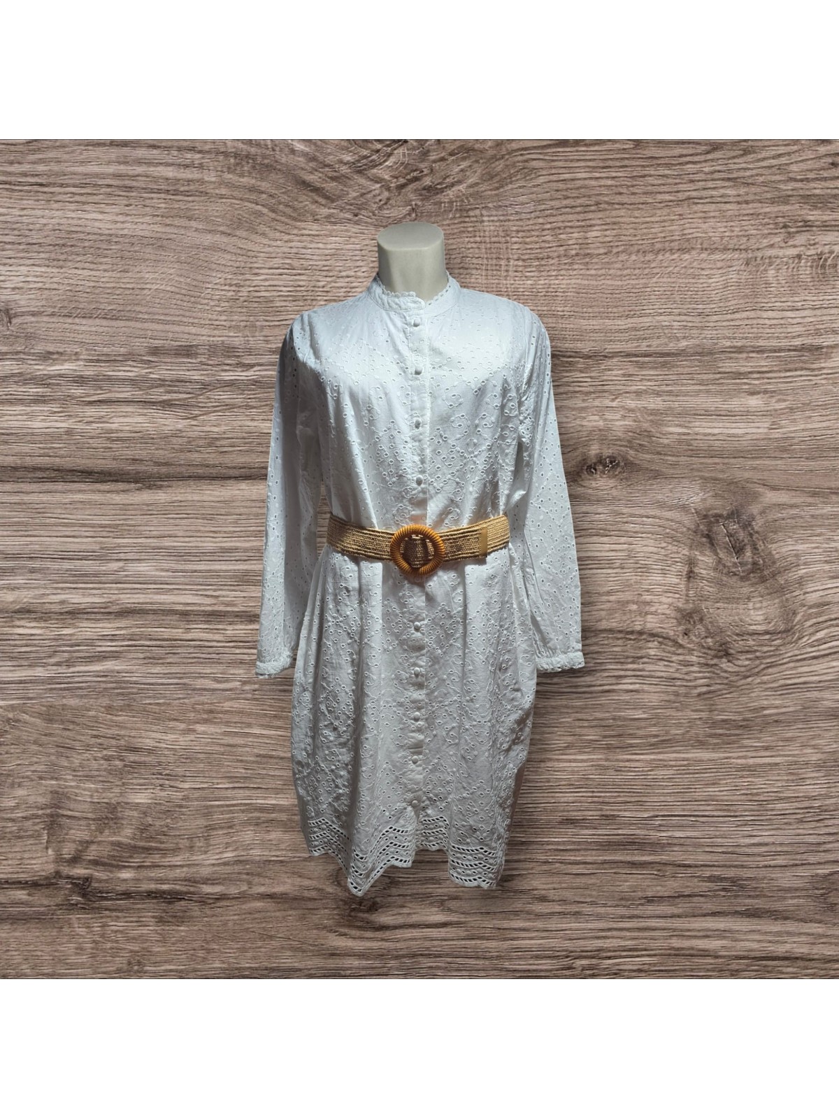 Vestido blanco mujer de cuello alto